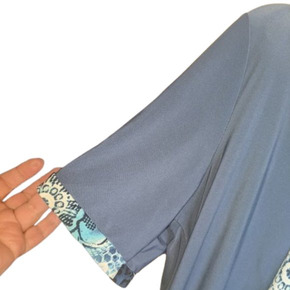 Blue Layered Look Short Sleeve Top Size 2X - Picture 3 of 5